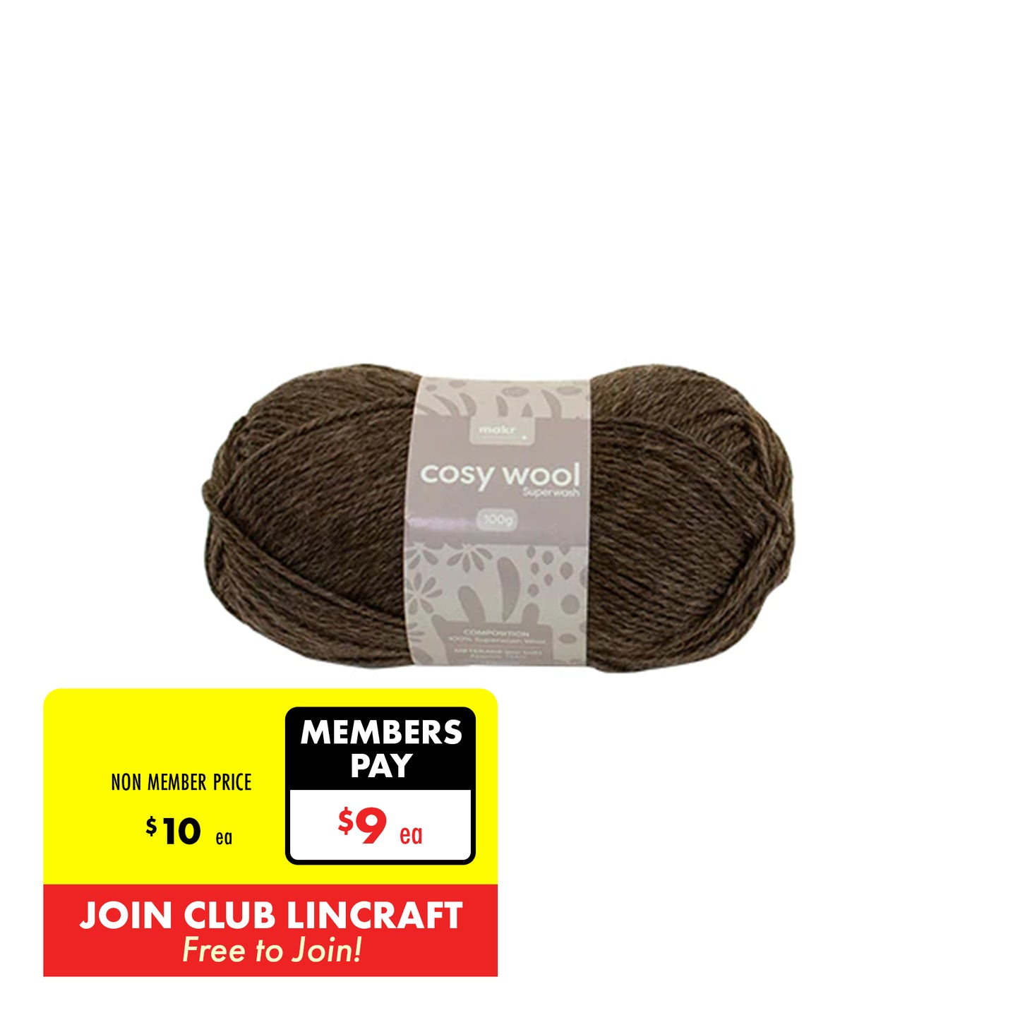 Makr Cosy Wool Crochet & Knitting Yarn 8ply, 100g Wool Yarn