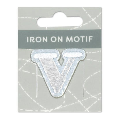 Sullivans Iron On Motif, White V- 35mm