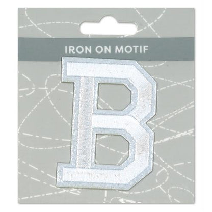 Sullivans Iron On Motif, White B- 75mm