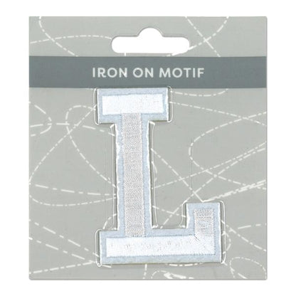Sullivans Iron On Motif, White L- 75mm