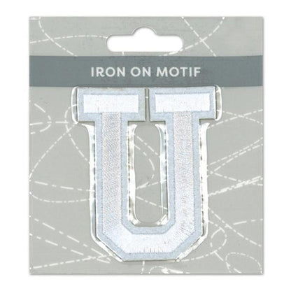 Sullivans Iron On Motif, White U- 75mm