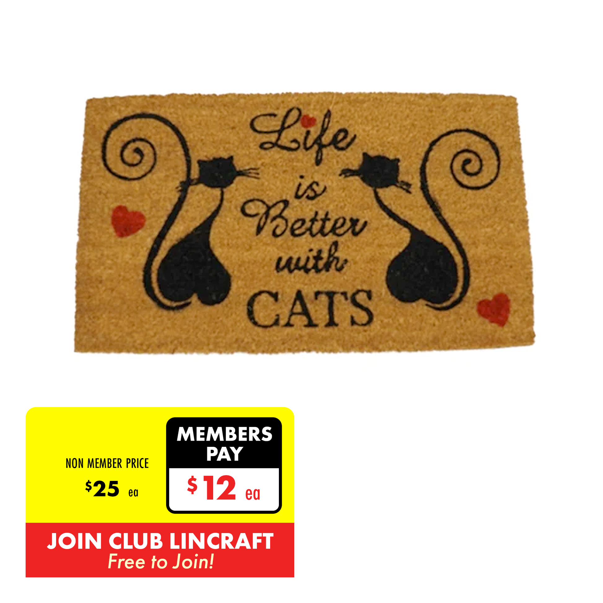 Formr Coir Door Mat- Life Is Better With Cats