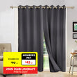 Novus Readymade Eyelet Curtain with Magnetic Closures, Charcoal- 1.4m x 2.21m