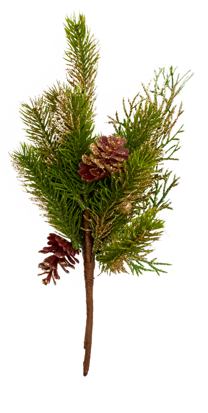 Christmas Glitter Tree with Berries & Cone