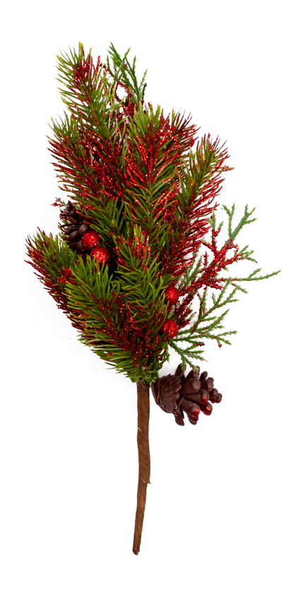 Christmas Glitter Tree with Berries & Cone