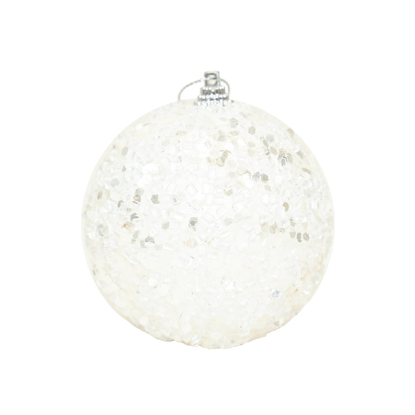Christmas Bauble Hanging Decor, White - 8cm