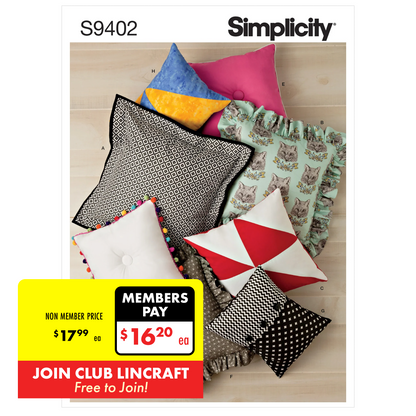 Simplicity Pattern 9402 Easy Pillows