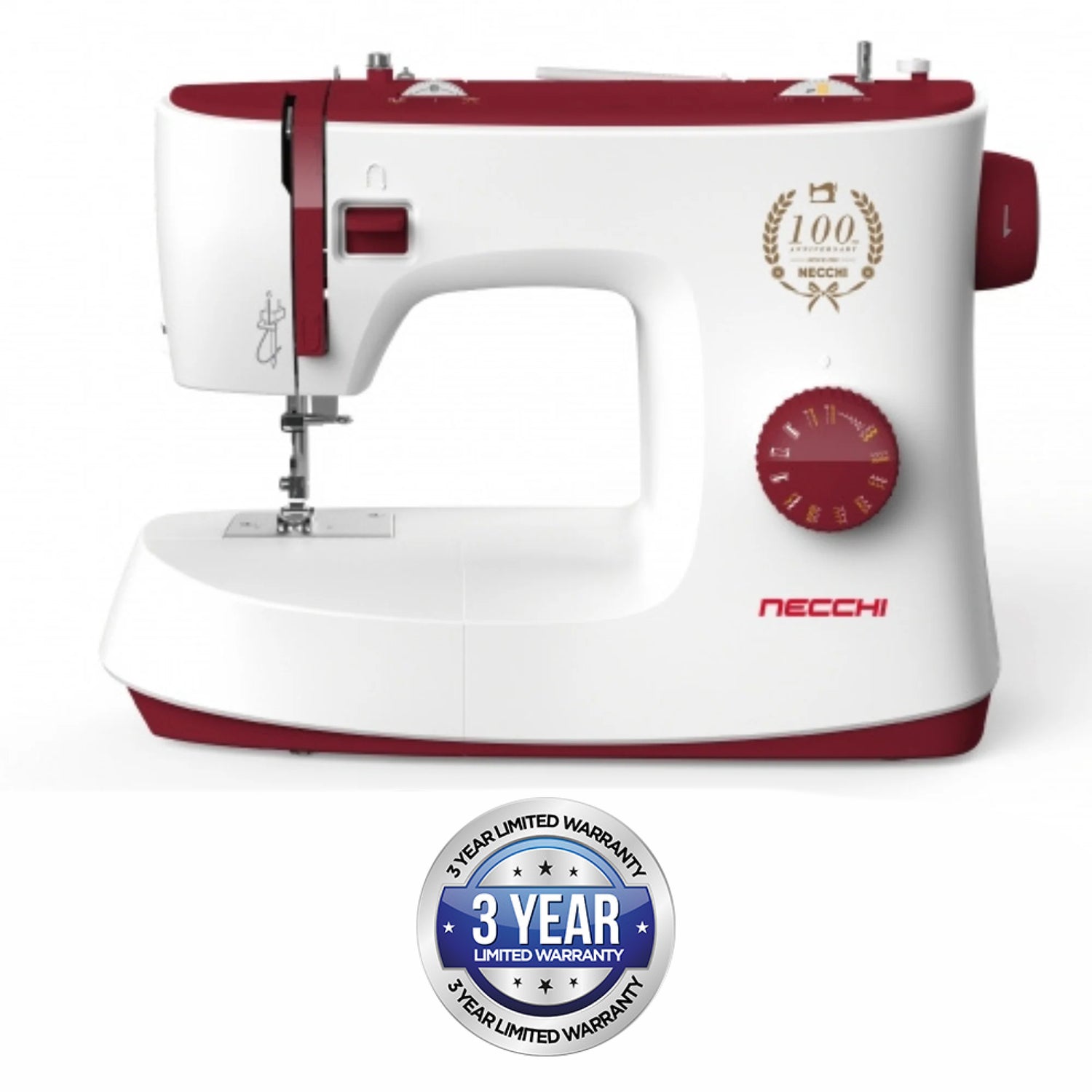 NECCHI Manual Select 17 Stitch Sew Machine, Burgundy Cream