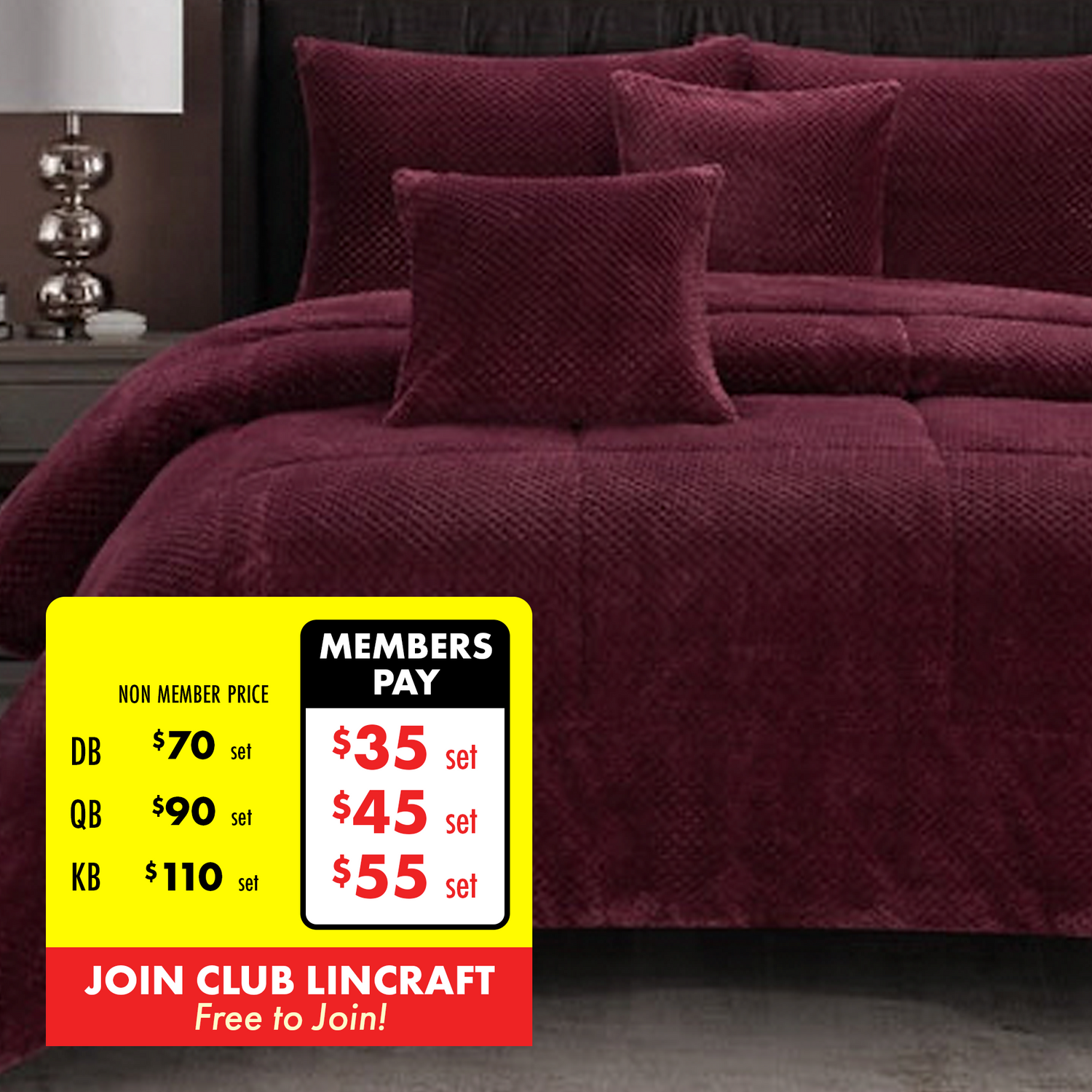 Alaria 3 Piece Waffle Fleece Comforter Set, Burgundy