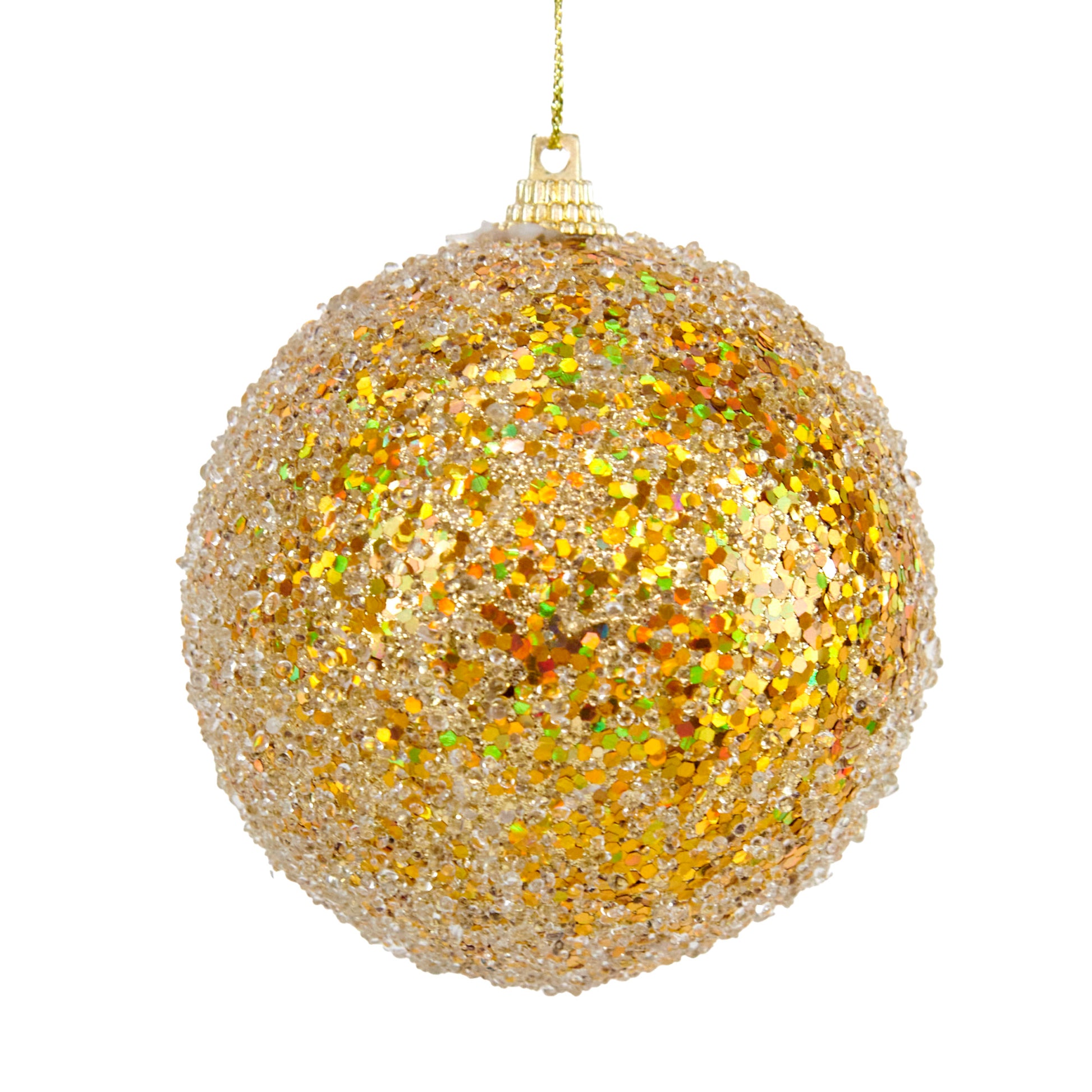 Christmas Bauble, Gold Accent - 8cm