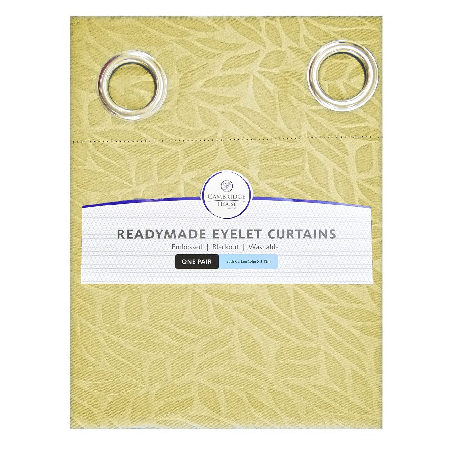 Cambridge House Embossed & Blackout Eyelet Curtains, Bela- 140x221cm