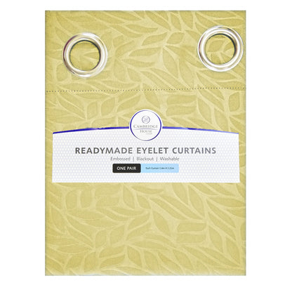 Cambridge House Embossed & Blackout Eyelet Curtains, Bela- 140x221cm