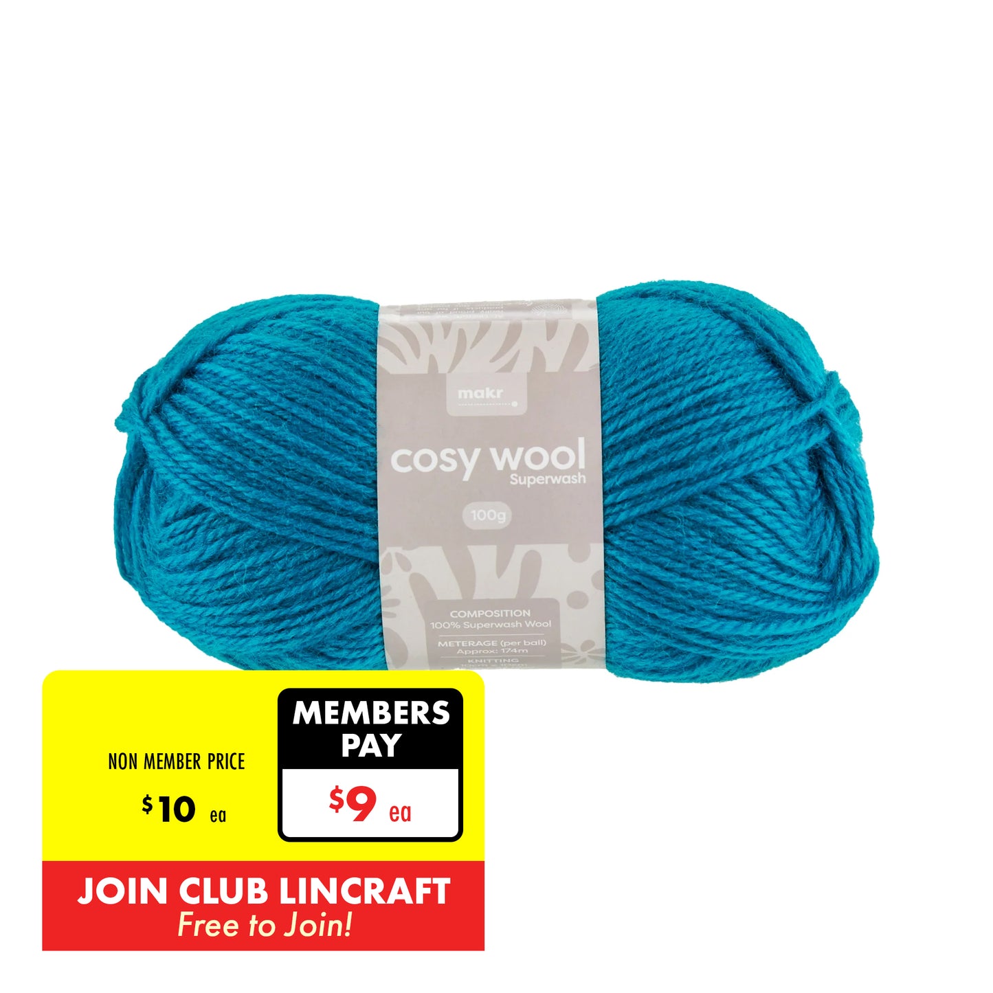 Makr Cosy Wool Crochet & Knitting Yarn 8ply, 100g Wool Yarn