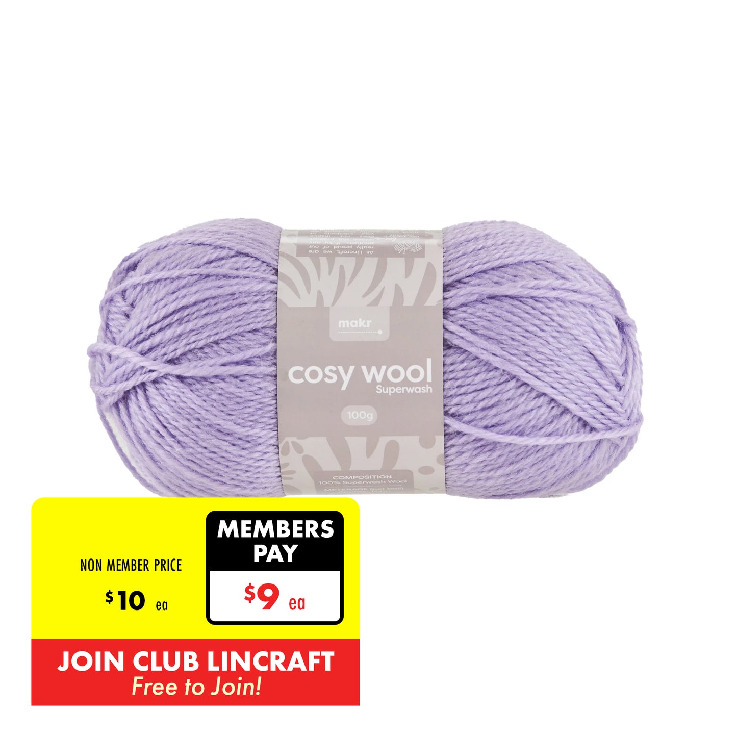 Makr Cosy Wool Crochet & Knitting Yarn 8ply, 100g Wool Yarn