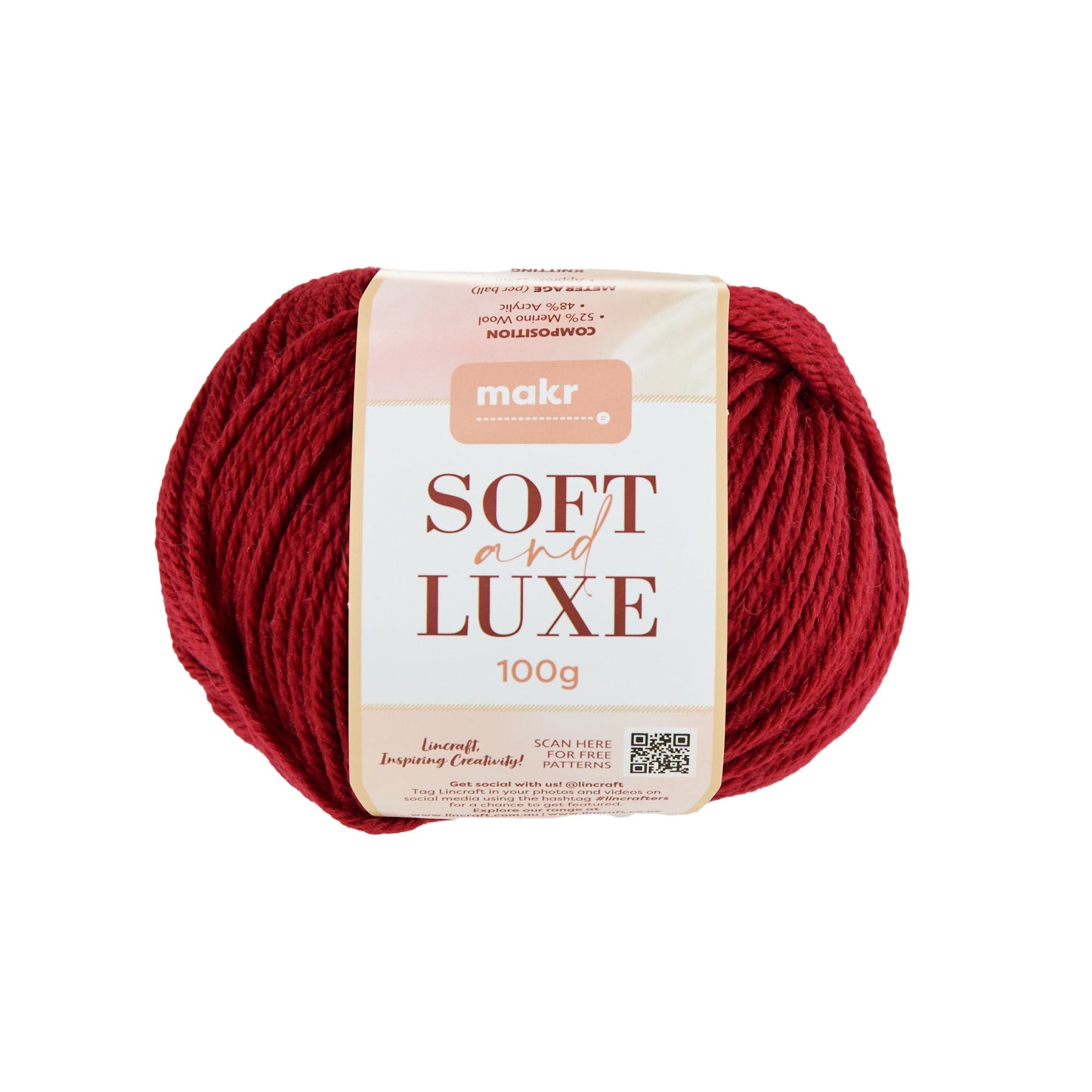 Makr Soft & Luxe Crochet & Knitting Yarn, 100g Merino Wool Acrylic Yarn