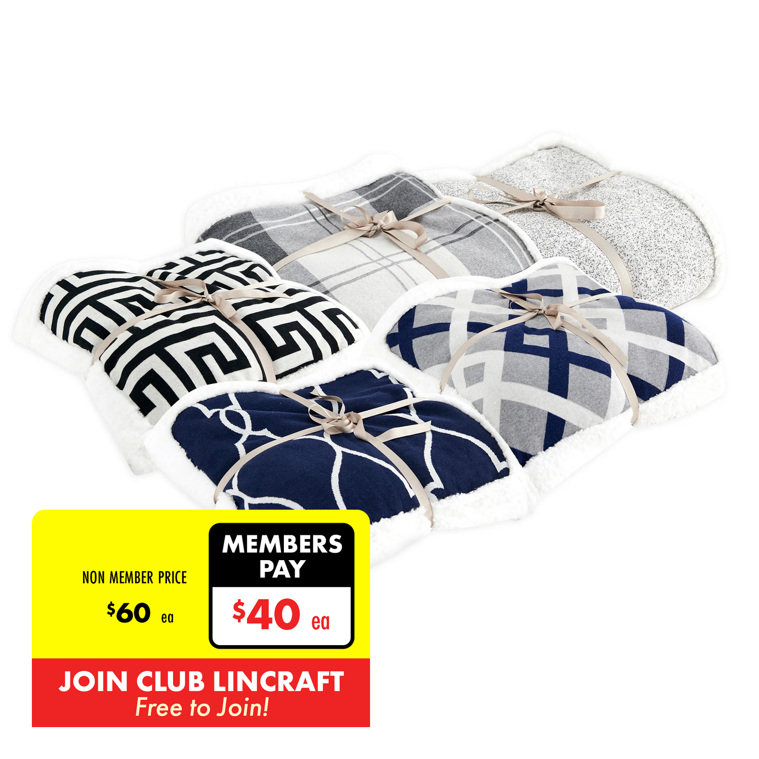 Cambridge House Knitted Sherpa Throw, Assorted Designs