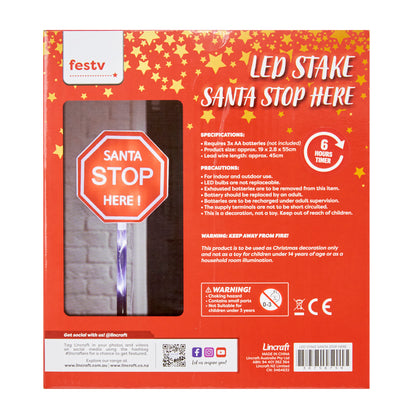 Christmas Santa Stop Sign Light Up in Color Box