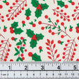 Christmas Cotton Print Fabric, White Holly Berry- Width 112cm