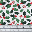 Christmas Cotton Print Fabric, White Holly- Width 112cm
