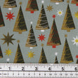Christmas Cotton Print Fabric, Grey Cone Trees- Width 112cm