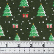 Christmas Cotton Print Fabric, Green Trees & Presents- Width 112cm