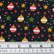Christmas Cotton Print Fabric, Green Baubles And Stars- Width 112cm