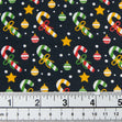 Christmas Cotton Print Fabric, Blue Multi Candy Canes- Width 112cm