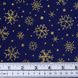 Metallic Christmas Cotton Print Fabric, Blue/Navy Silver Snowflakes - Width 112cm