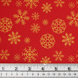 Metallic Christmas Cotton Print Fabric, Red/Red Gold Snowflakes- Width 112cm