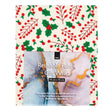 Christmas Print Cotton Fabric Reusable Gift Wrap, White Holly Berry- 55cmx70cm