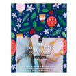 Christmas Print Cotton Fabric Reusable Gift Wrap, Blue Multi Baubles- 55cmx70cm 