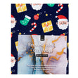 Christmas Print Cotton Fabric Reusable Gift Wrap, Blue Santa & Gifts- 55cmx70cm