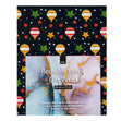 Christmas Print Cotton Fabric Reusable Gift Wrap, Green Baubles And Stars- 55cmx70cm
