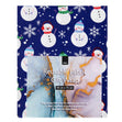 Christmas Print Cotton Fabric Reusable Gift Wrap, Blue Snowman- 55cmx70cm