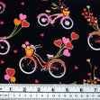 Printed Love Themed Quilting Fabric, Black/Bicycle- 112cm