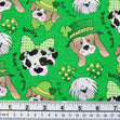 Printed St Patrics Day Theme Fabric, Green Irish Dogs- 112cm