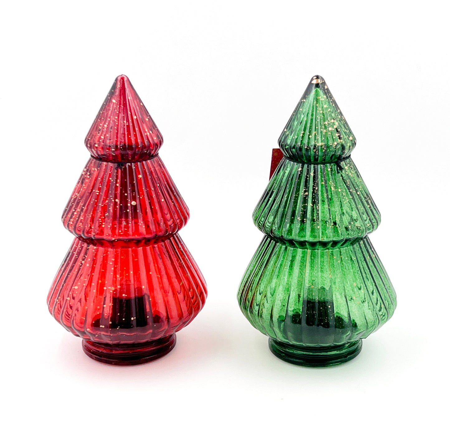 Christmas Tree with Bulb Lights, Red/Green- 12.5x22cm