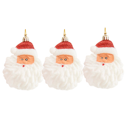 Christmas Glitter Painted Santa Ornament- 3pk
