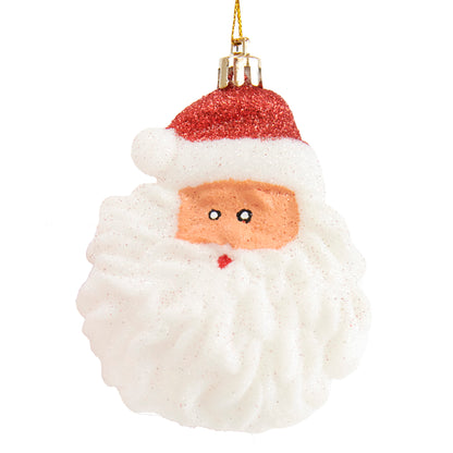 Christmas Glitter Painted Santa Ornament- 3pk