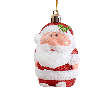 Christmas Glitter Santa Ornaments- 4pk