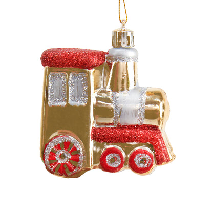 Christmas Ornament, Shiny Train- 3pk