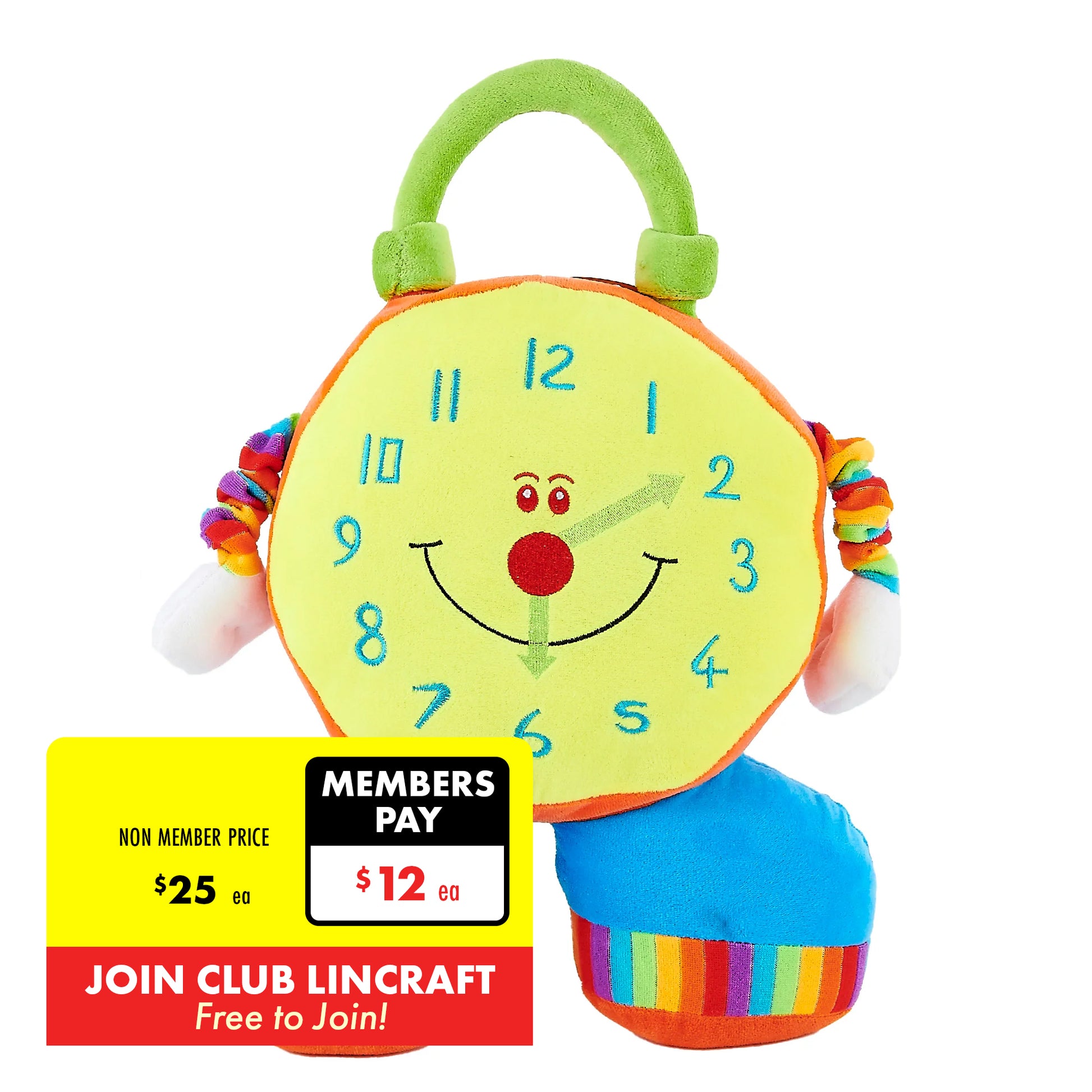 Formr Junior Novelty Cushion, O'Clock- 28cm