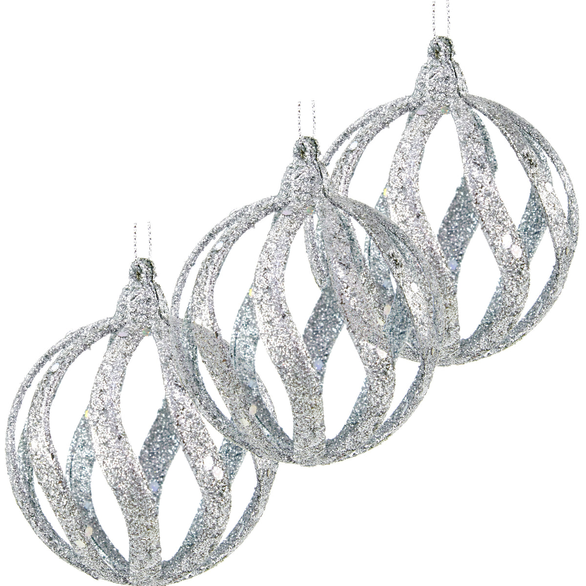 Christmas Hollow Ball with Sequin Plastic- 8cm