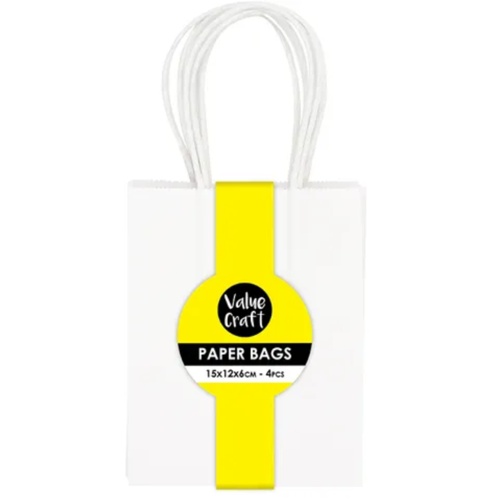 Value Craft DIY Gift Bags Mini, White- 4pk Media 1 of 3