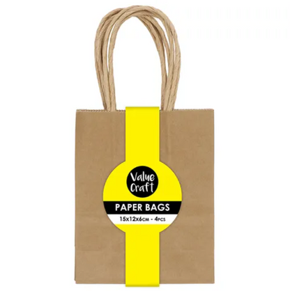 Value Craft DIY Gift Bags Mini, Natural- 4p