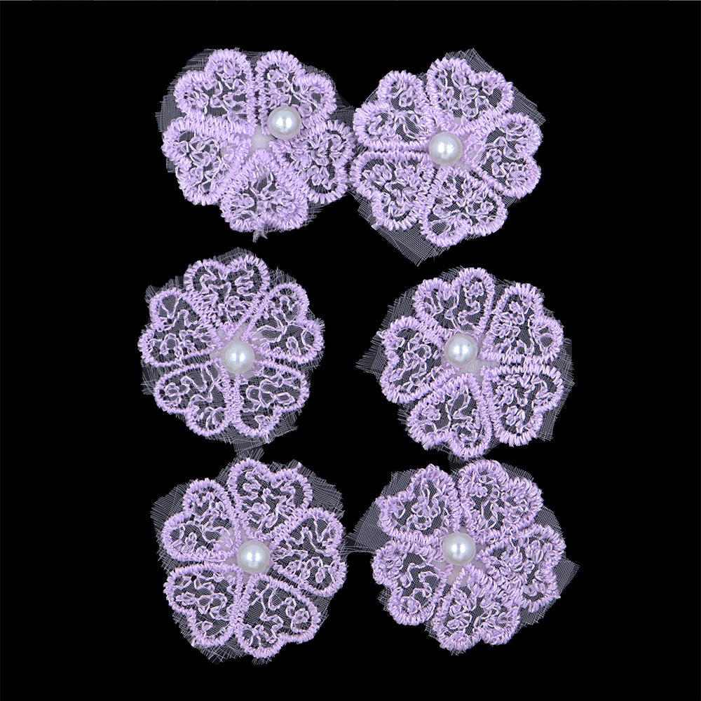 Crafty Bitz Flower with Pearl Stick On, Lilac- 6pk