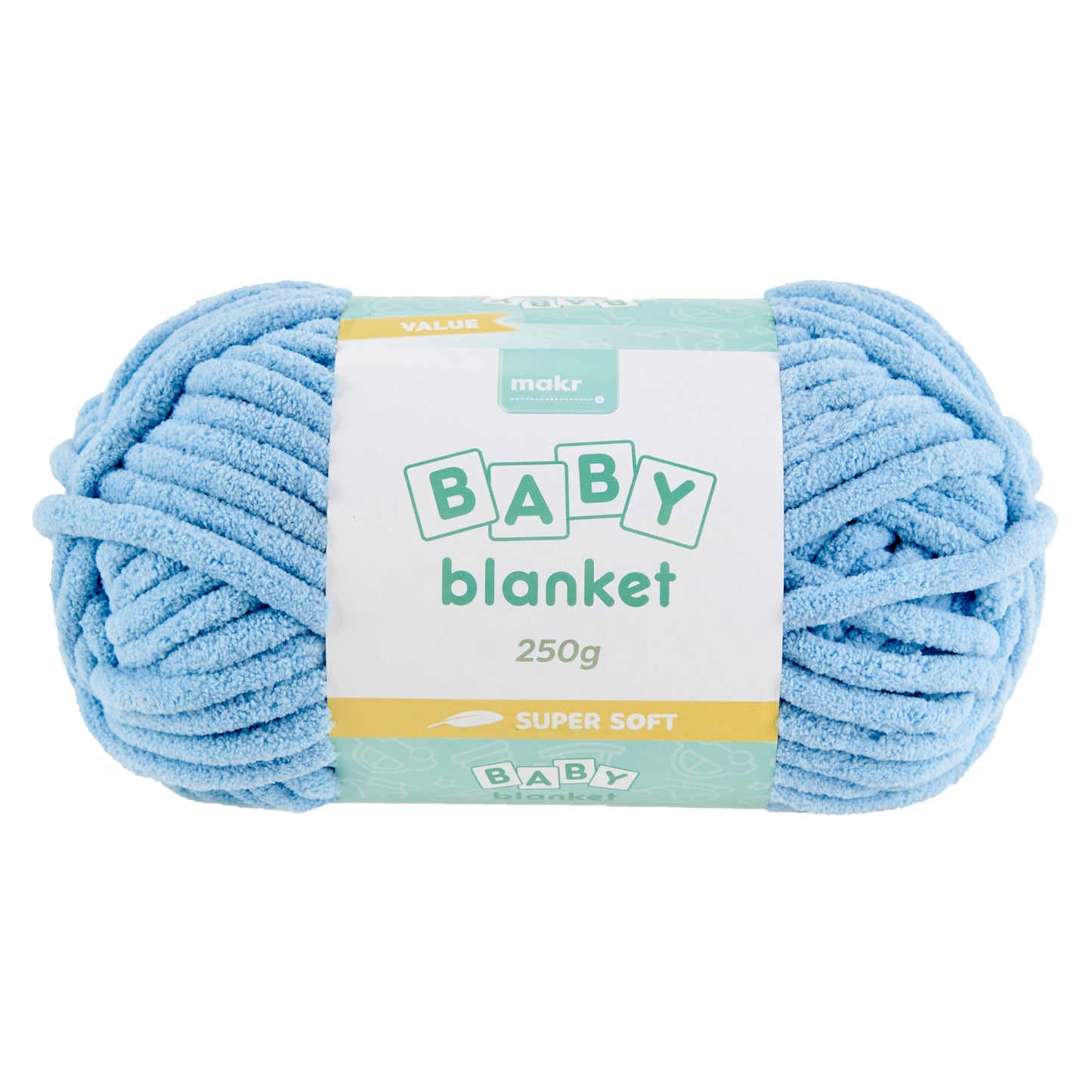 Makr Baby Blanket Crochet & Knitting Yarn, Angel Light Blue- 250g Polyester Yarn