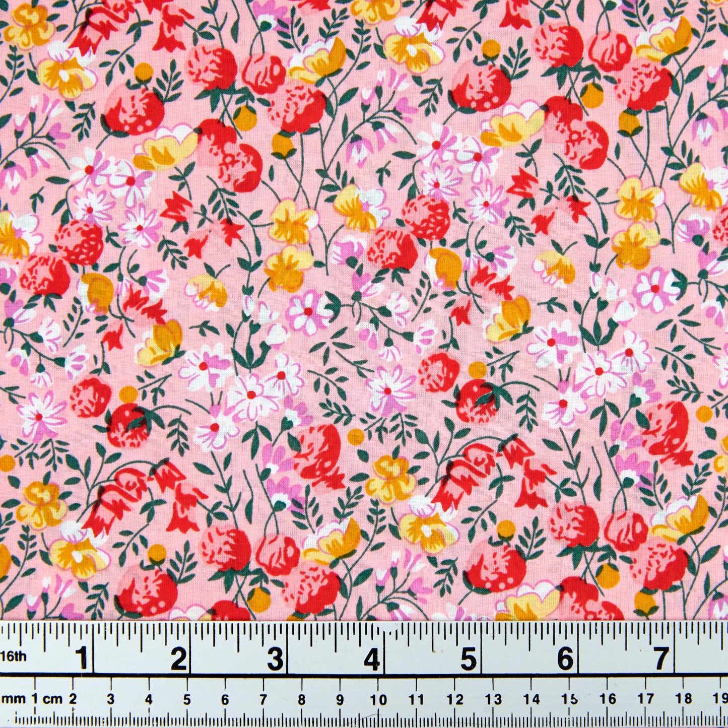 Printed Cotton Voile Fabric, Pink Purple Floral - Width 140cm