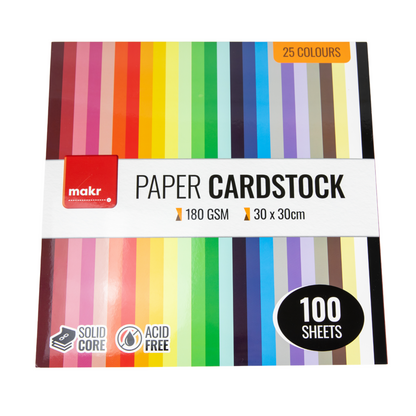 Makr Paper Cardstock – 100 Sheets, 25 Colours