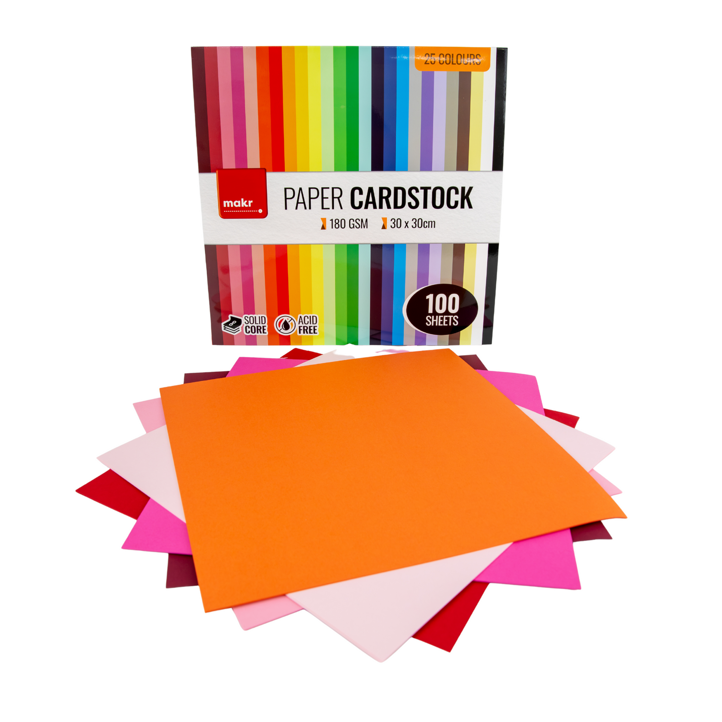 Makr Paper Cardstock – 100 Sheets, 25 Colours